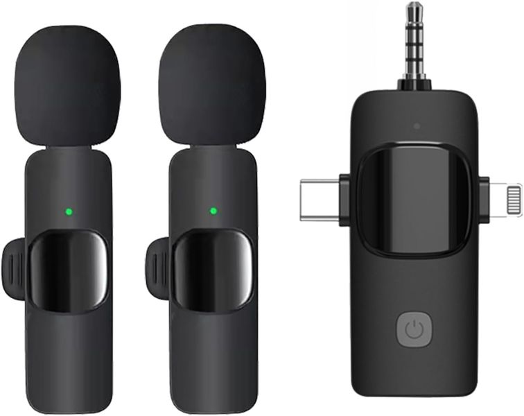 3-in-1 Wireless Lavalier Microphone, with Noise Cancellation