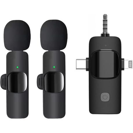 Wireless 3 in 1 Lavalier Microphones Noise Canceling Dual Mic SE Image