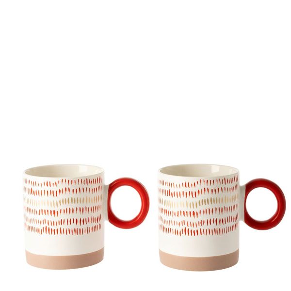 George &amp; Mason- Scratched Mug 2 Piece - 400ml - Red