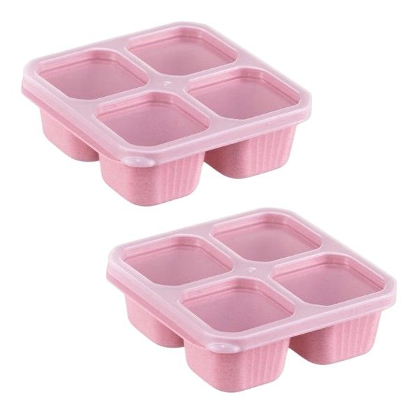 2 Pack - 4 Compartment Snack Box - Pink