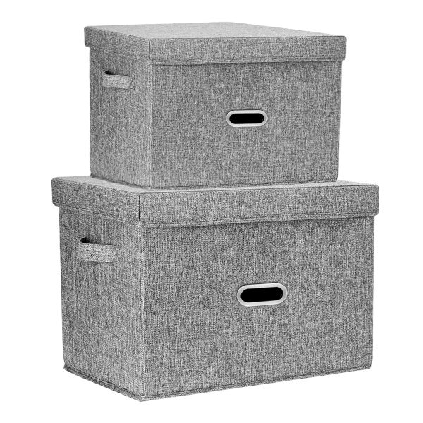 Foldable Canvas Storage Box Fabric Storage Bins with LidDurable Decorative