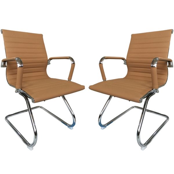 Ribbed Visitors Office Chairs - Set of 2 Per Box - Camel