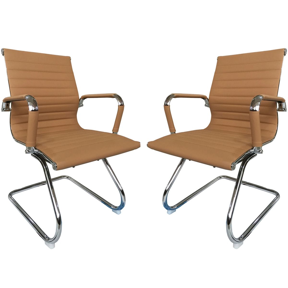 Ribbed Visitors Office Chairs Set of 2 Per Box Camel Shop Today