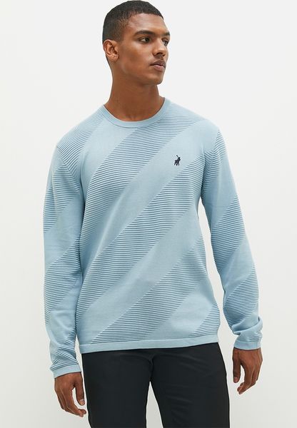 Polo Mens Diagonal Textured Crew Knitwear