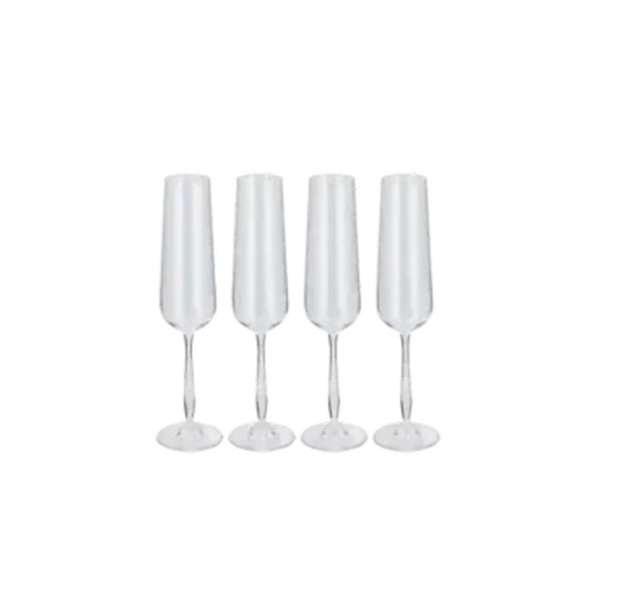 Champagne Flute Glasses Set - 4 x 215ml Crystal Drinkware | Maison Forine