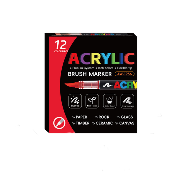 12-Color Acrylic Paint Marker Doodle Set