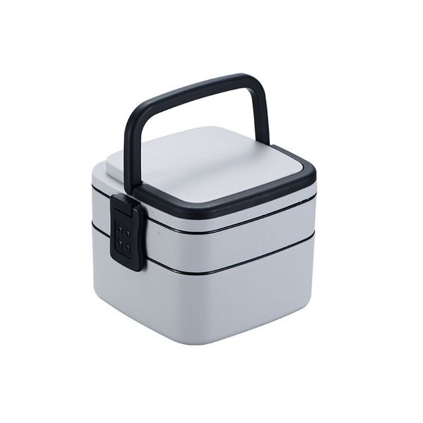 2-Tier Portable Square Shape Airtight Sealed Lunch Box With Handle