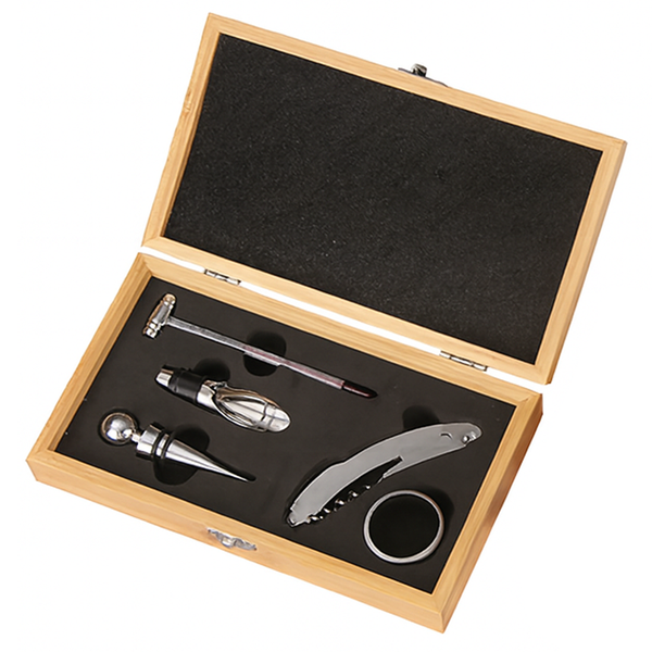 Wooden Wine Opener Gift Box Set - 5-Piece Set
