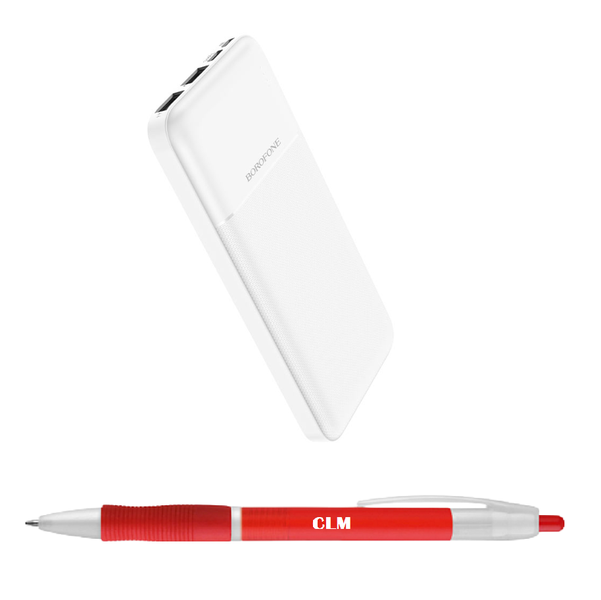 Borofone BJ16 10000mAh Power Bank - White with CLM Pen