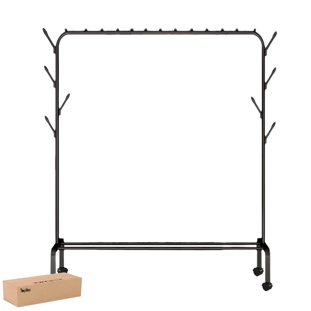Topika-Heavy-Duty Industrial Clothes Rack, Wheels, Rolling Rail with Hooks