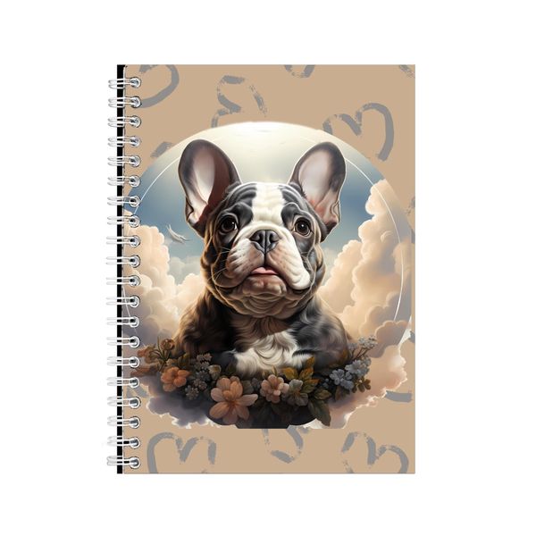 Clouds A5 Notebook Spiral Lined Trendy Frenchies Graphic Notepad Present105