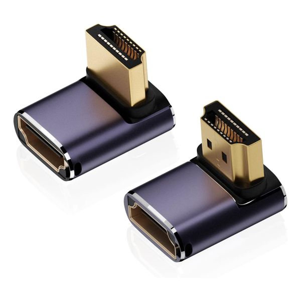 2pc 8K HDMI 2.1 Up Down Angle Adapter Male to Female Extender Connector