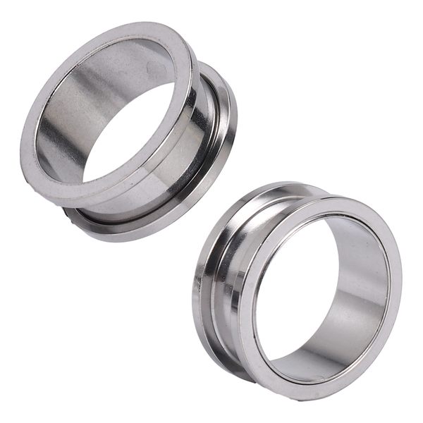 1 Pair Screw Fit Stainless Steel Ear Plugs Rings Steel Color 22Mm