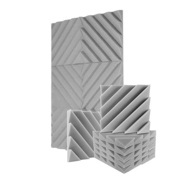 Acoustic Foam+ Echo-Less Diagonal Grey Panels 30x30x5cm (Pack of 6)