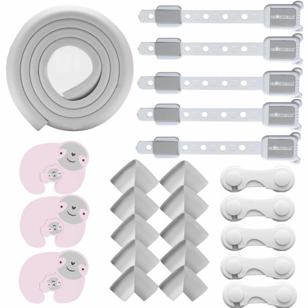 Heartdeco 24 Pieces Child Safety Locks Edge Corner Guards Set