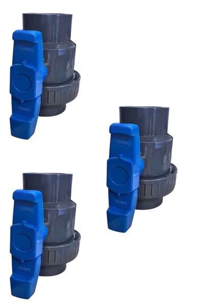 3 X 63mm PVC Ball Valve with Union for Pools, Irrigation, Water Systems