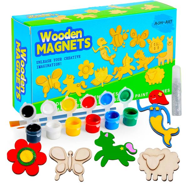 AON-ART Wooden Magnet Creativity Arts &amp; Crafts Painting Set