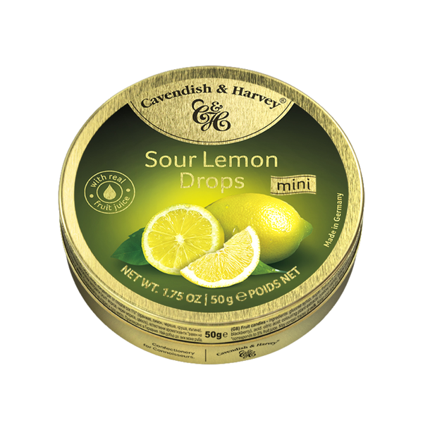 Cavendish &amp; Harvey Sour Lemon Drops Pocket Tins 50g x 7