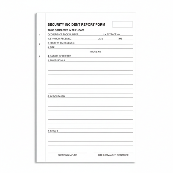 A4 Security Incident Report Book - Triplicate, Numbered, 50 Reports
