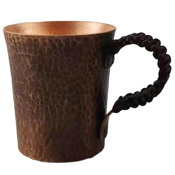 Vintage Pure Copper Coffee Cup,Mug Tumbler Engraving Hammer Texture Woven H
