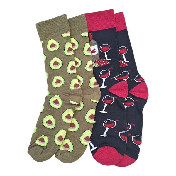 Gift Emporium Men's Avocado &amp; Wine Socks (2-Pack) - Size 7-11