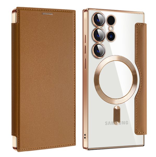 Magnetic Magsafe Leather Flip Case Compatible With Samsung Galaxy S23 Ultra