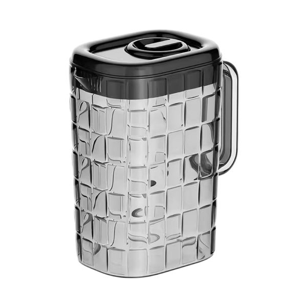 Luxury Large Capacity Square-Grid Design Water Jug - 2L - Black/Transparent