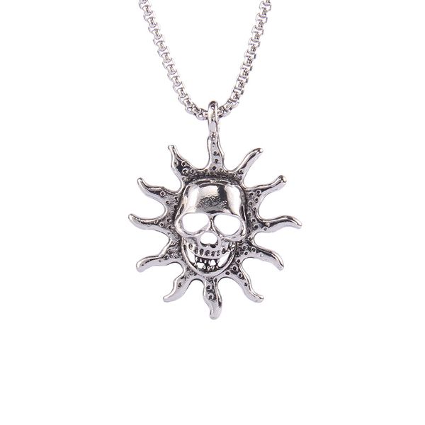 Hip-Hop Flame Skull Pendant Necklace