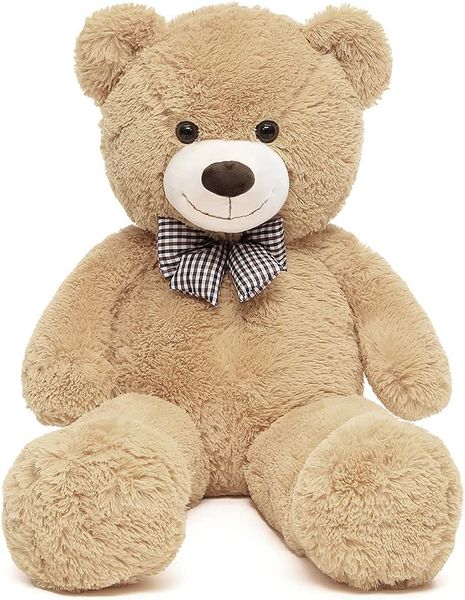 TANOTIB - Huggable &amp; Soft Giant Teddy Bear With A Bow - Light Brown- 80cm