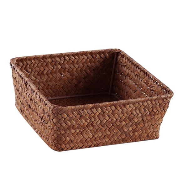Woven Desktop Sundries Storage Basket - Brown