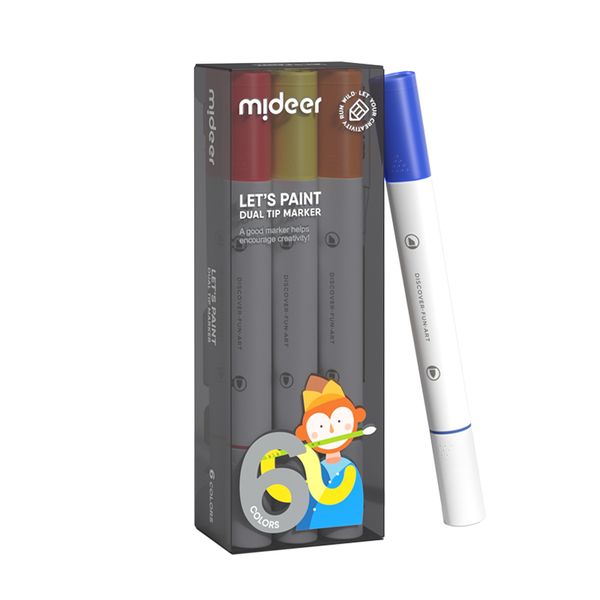 Mideer - Translucent Dual Tip Markers 6 Colours - Fine &amp; Broad Tips