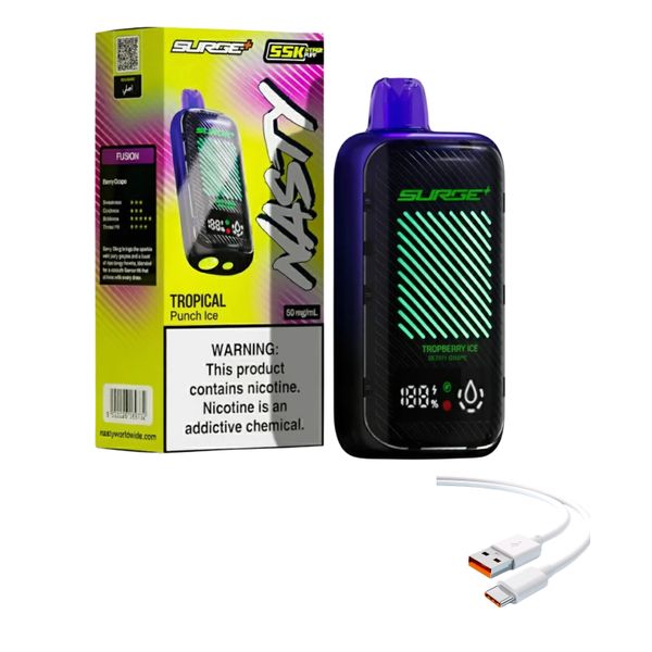 Nasty Surge 55k Tropical Punch Ice + DiscoVape Charging Cable