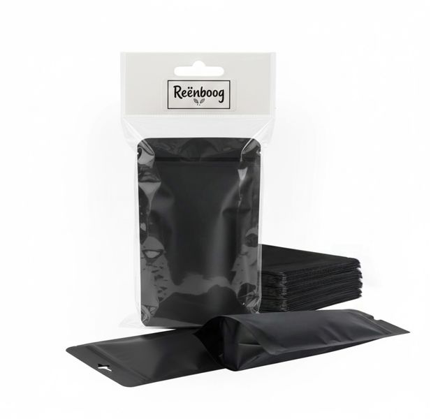 Reënboog Premium Matte Black Resealable Mylar Pouches - Set of 20