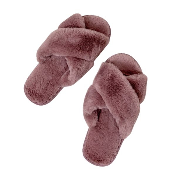 House Slippers Faux Fur Warm Flat Shoes