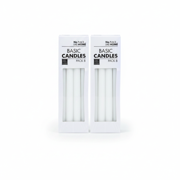 No Place Like Home Unscented White Dinner Candles 22cm 8-Piece - 2 Pack