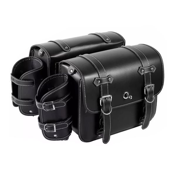 2 Pack Waterproof Motorcycle Saddle Bags With Cup Holder Combination Lock