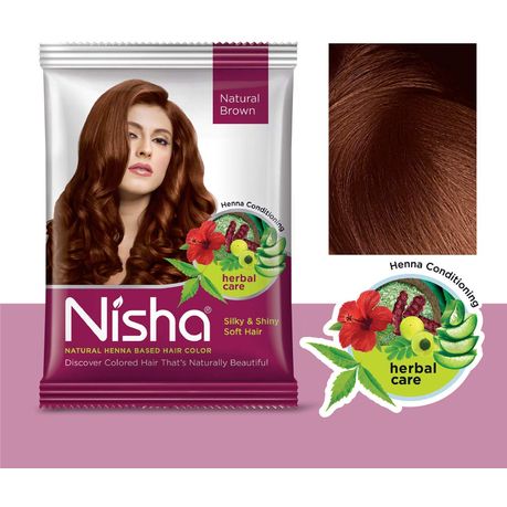 20 sachets Nisha Henna Based Natura Hair Color 15g Each No Ammonia Brown |  Buy Online in South Africa 