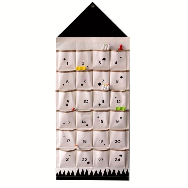 24 Pocket Christmas Advent Calendar, Perfect for Festive Wall Decor - Black