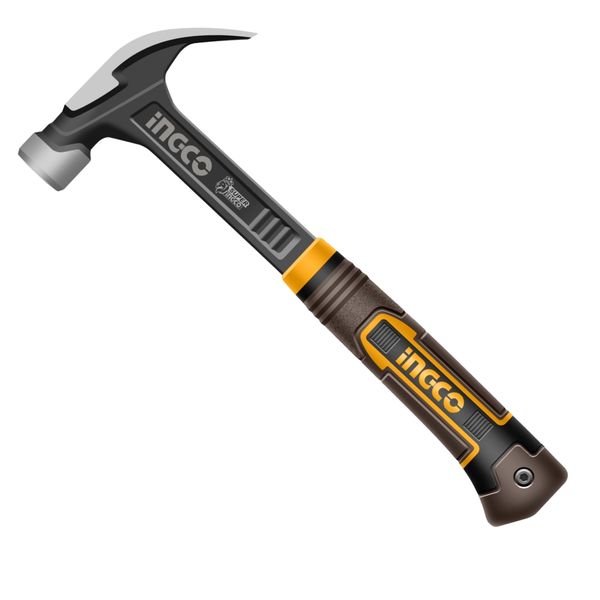 Ingco - Claw Hammer with Magnetic Nail Holder &amp; Fiberglass Handle - 560g