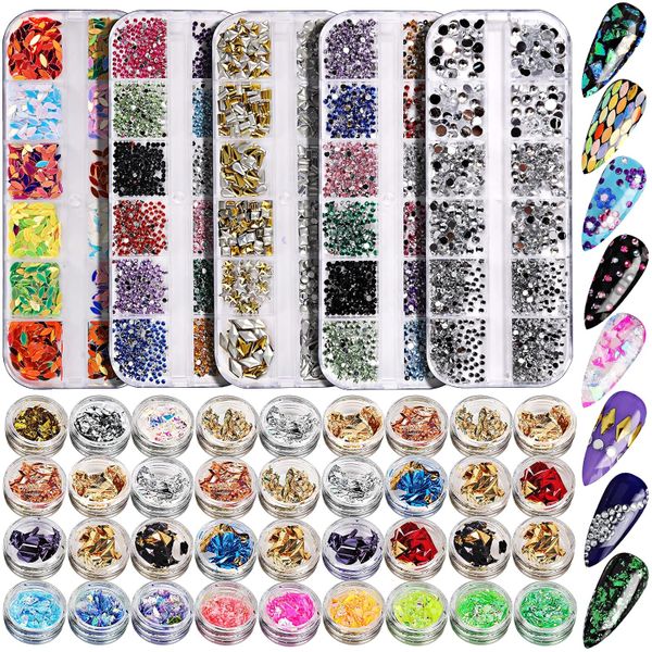 41 Boxes Rhinestones for Nails, Nail Gems Rhinestones For Nail Art