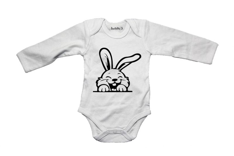 Peeking Laughing Easter Bunny - Long Sleeve - Baby Grow