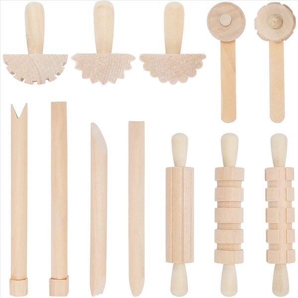 12Pcs Clay and Dough Tools Play Accessories Includes Rollers Hammer