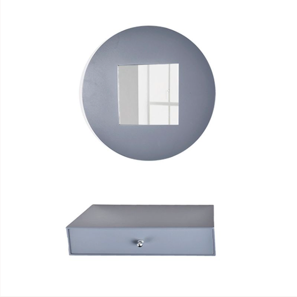 Elegant Mirror and Single Drawer Set - Grey
