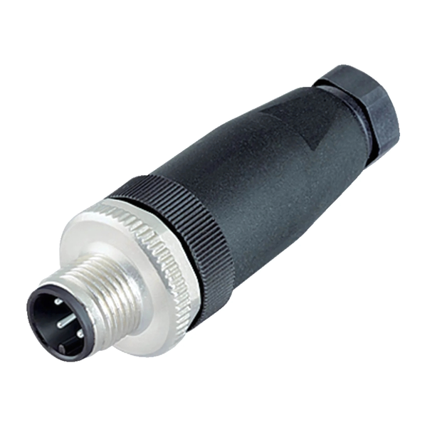 99-0429-10-04 - M12 A-Coded 4-Pin Male Cable Connector, IP67, 4-6mm Cable