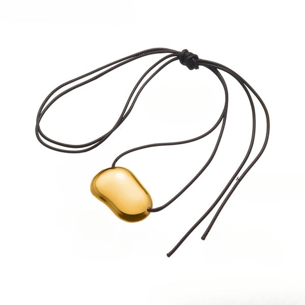 Leather Cord Heart Necklace - Asymmetric Geometric Pendant Long Chain