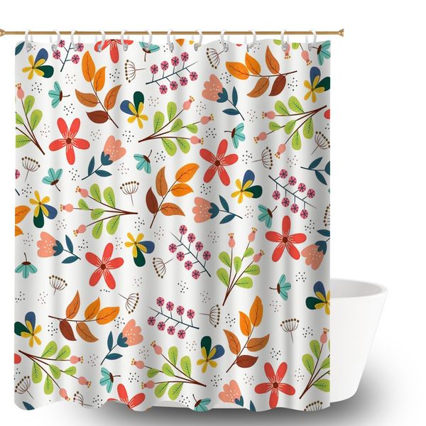 Shower Curtain for Bathroom, Quick Dry Foliage Print Bathroom Accessories