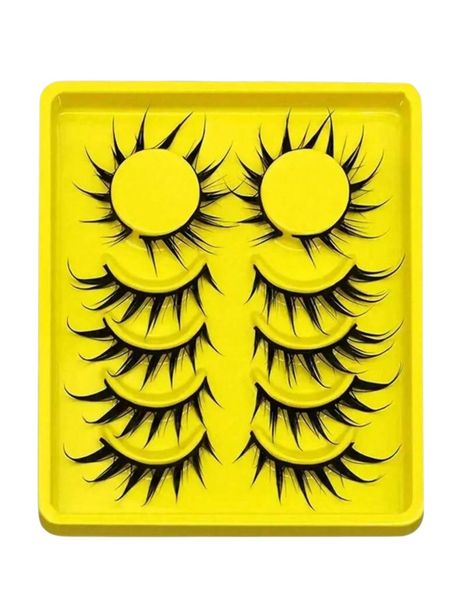 5 Pairs - Dramatic Wispy False Eyelashes - Black