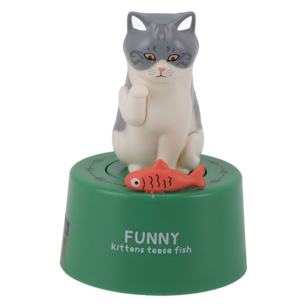 Mechanical Kitchen Timer 60 Minute - Kitten with Green Base