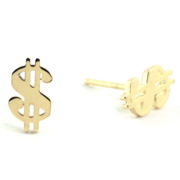 Broadway Jewellers - 9ct Yellow Gold - Dollar Sign Stud Earrings