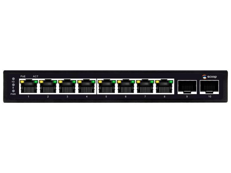 Scoop 8 Port Gigabit AI PoE 96W 2SFP Switch